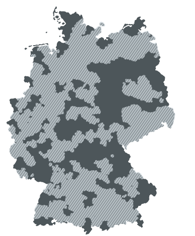 Map showing Germany-wide distribution of the avionics and aeronautics industries.